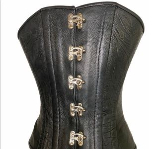 100% leather lace up clasp closure vintage corset